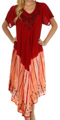 Sakkas Viveka Embroidered Caftan Dress#color_Red