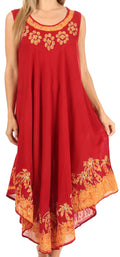 Sakkas Sundari Caftan Tank Dress / Cover Up#color_Red/Gold