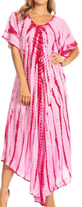 Sakkas Melika Tie Dye Caftan Dress#color_Pink