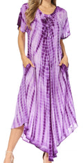 Sakkas Melika Tie Dye Caftan Dress#color_Purple