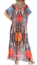 Sakkas Vicky Women's Casual Long Print Short Sleeve Petit Beach Maxi Caftan Dress
