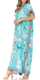 Sakkas Vicky Women's Casual Long Print Short Sleeve Petit Beach Maxi Caftan Dress