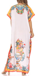 Sakkas Vicky Women's Casual Long Print Short Sleeve Petit Beach Maxi Caftan Dress
