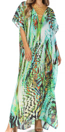 Sakkas Vicky Women's Casual Long Print Short Sleeve Petit Beach Maxi Caftan Dress