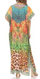 Sakkas Vicky Women's Casual Long Print Short Sleeve Petit Beach Maxi Caftan Dress