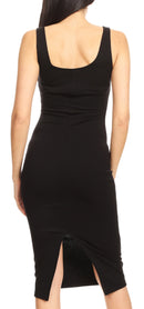 Sakkas Women's Midi Pencil Slim Stretchy Sleeveless Solid Dress Made in USA