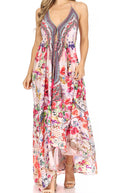 Sakkas Lizi Womens Maxi High-low Halter Handkerchief Long Dress Beach Party#color_447