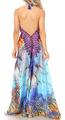 Sakkas Lizi Womens Maxi High-low Halter Handkerchief Long Dress Beach Party