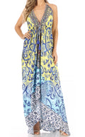 Sakkas Lizi Womens Maxi High-low Halter Handkerchief Long Dress Beach Party#color_TT42-Turquoise