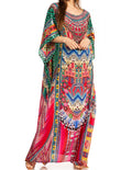 Sakkas Jabari Women's Maxi Short Sleeve Long Beach Kaftan Dress Boho Loose Gown#color_411