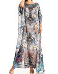 Sakkas Jabari Women's Maxi Short Sleeve Long Beach Kaftan Dress Boho Loose Gown#color_417