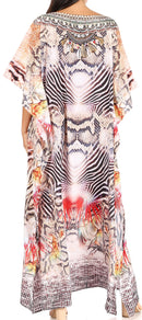 Sakkas Jabari Women's Maxi Short Sleeve Long Beach Kaftan Dress Boho Loose Gown