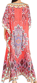 Sakkas Jabari Women's Maxi Short Sleeve Long Beach Kaftan Dress Boho Loose Gown