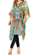 Sakkas Jenni Women's Mid Length Boho Caftan Kaftan Dress Cover up Flowy Rhinestone#color_526