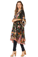 Sakkas Jenni Women's Mid Length Boho Caftan Kaftan Dress Cover up Flowy Rhinestone