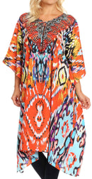 Sakkas Jenni Women's Mid Length Boho Caftan Kaftan Dress Cover up Flowy Rhinestone