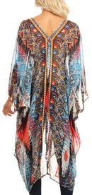 Sakkas Livi Women's V Neck Beach Dress Cover up Caftan Top Loose with Rhinestone