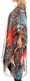 Sakkas Livi Women's V Neck Beach Dress Cover up Caftan Top Loose with Rhinestone