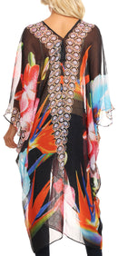 Sakkas Livi Women's V Neck Beach Dress Cover up Caftan Top Loose with Rhinestone