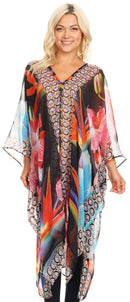 Sakkas Livi Women's V Neck Beach Dress Cover up Caftan Top Loose with Rhinestone