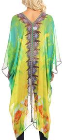 Sakkas Livi Women's V Neck Beach Dress Cover up Caftan Top Loose with Rhinestone