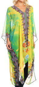 Sakkas Livi Women's V Neck Beach Dress Cover up Caftan Top Loose with Rhinestone