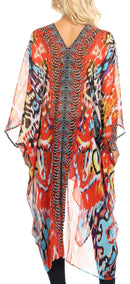 Sakkas Livi Women's V Neck Beach Dress Cover up Caftan Top Loose with Rhinestone