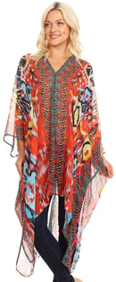 Sakkas Livi Women's V Neck Beach Dress Cover up Caftan Top Loose with Rhinestone