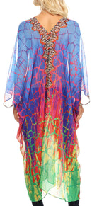 Sakkas Livi Women's V Neck Beach Dress Cover up Caftan Top Loose with Rhinestone
