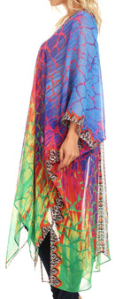 Sakkas Livi Women's V Neck Beach Dress Cover up Caftan Top Loose with Rhinestone