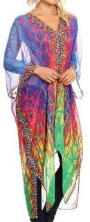 Sakkas Livi Women's V Neck Beach Dress Cover up Caftan Top Loose with Rhinestone