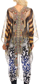 Sakkas Livi Women's V Neck Beach Dress Cover up Caftan Top Loose with Rhinestone