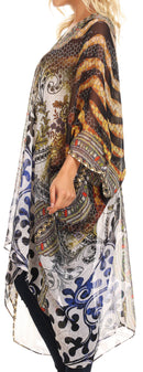 Sakkas Livi Women's V Neck Beach Dress Cover up Caftan Top Loose with Rhinestone