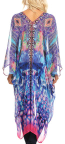 Sakkas Livi Women's V Neck Beach Dress Cover up Caftan Top Loose with Rhinestone