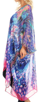 Sakkas Livi Women's V Neck Beach Dress Cover up Caftan Top Loose with Rhinestone