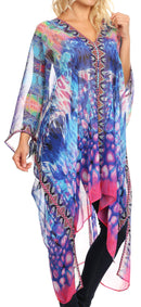Sakkas Livi Women's V Neck Beach Dress Cover up Caftan Top Loose with Rhinestone