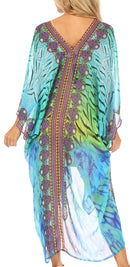 Sakkas Livi Women's V Neck Beach Dress Cover up Caftan Top Loose with Rhinestone