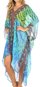 Sakkas Livi Women's V Neck Beach Dress Cover up Caftan Top Loose with Rhinestone