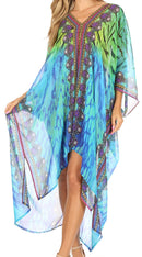 Sakkas Livi Women's V Neck Beach Dress Cover up Caftan Top Loose with Rhinestone