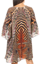 Sakkas Maris Women's Casual Shift 3/4 Sleeve Short Mini Dress A Line Print Silky