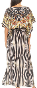 Sakkas Delma Women's Long Maxi Column V-neck Short Sleeve Slim Dress with Print