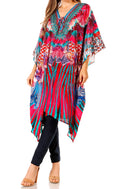 Sakkas Zeni Women's Short sleeve V-neck Summer Floral Print Caftan Dress Cover-up#color_444
