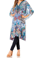 Sakkas Zeni Women's Short sleeve V-neck Summer Floral Print Caftan Dress Cover-up#color_501