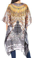 Sakkas Zeni Women's Short sleeve V-neck Summer Floral Print Caftan Dress Cover-up