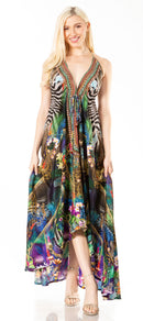 Sakkas Lizi 2 Women's Maxi High-Low Halter Handkerchief Dress Beach Party Vacation