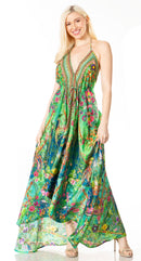 Sakkas Lizi 2 Women's Maxi High-Low Halter Handkerchief Dress Beach Party Vacation