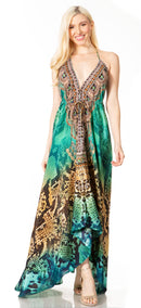 Sakkas Lizi 2 Women's Maxi High-Low Halter Handkerchief Dress Beach Party Vacation