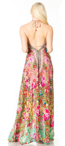 Sakkas Lizi 2 Women's Maxi High-Low Halter Handkerchief Dress Beach Party Vacation