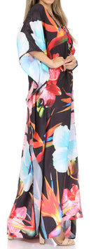 Sakkas  Georgettina Flowy  Rhinestone V Neck Long Caftan Dress / Cover Up