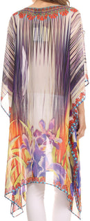 Sakkas Mimi Short Caftan Semi Sheer Moroccan Printed Pattern Dress / Cover Up